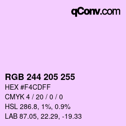Color code: RGB 244 205 255 | qconv.com