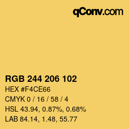 カラーコード: RGB 244 206 102 | qconv.com