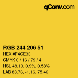 Color code: RGB 244 206 51 | qconv.com