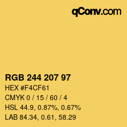 Color code: RGB 244 207 97 | qconv.com