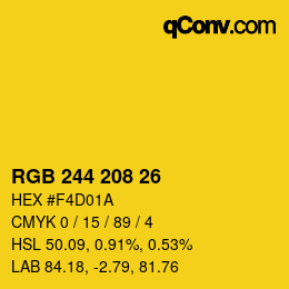 カラーコード: RGB 244 208 26 | qconv.com