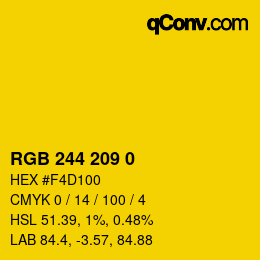 颜色代码: RGB 244 209 0 | qconv.com