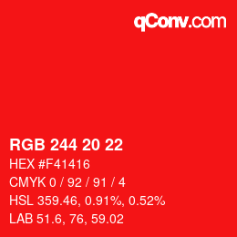 カラーコード: RGB 244 20 22 | qconv.com