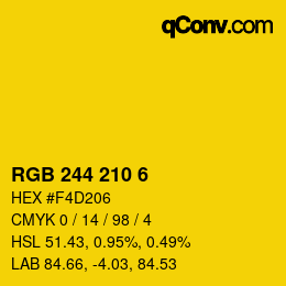 カラーコード: RGB 244 210 6 | qconv.com
