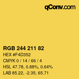 Color code: RGB 244 211 82 | qconv.com