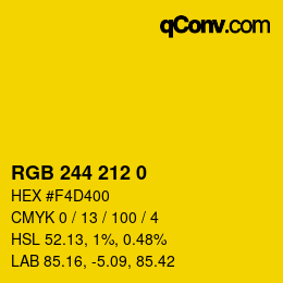 Color code: RGB 244 212 0 | qconv.com