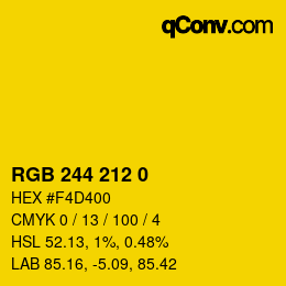 Color code: RGB 244 212 0 | qconv.com