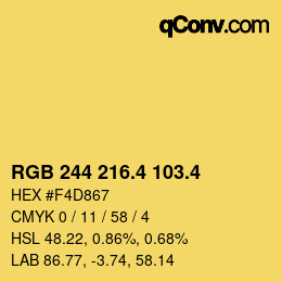 カラーコード: RGB 244 216.4 103.4 | qconv.com