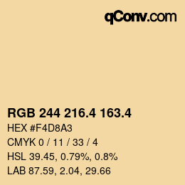 カラーコード: RGB 244 216.4 163.4 | qconv.com