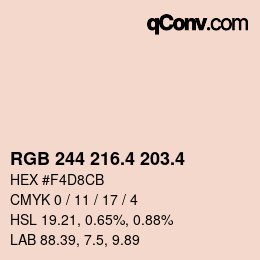 カラーコード: RGB 244 216.4 203.4 | qconv.com