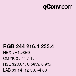 カラーコード: RGB 244 216.4 233.4 | qconv.com