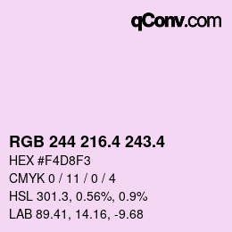 カラーコード: RGB 244 216.4 243.4 | qconv.com