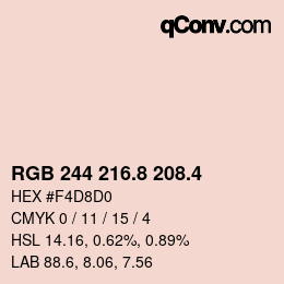 カラーコード: RGB 244 216.8 208.4 | qconv.com