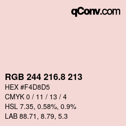 カラーコード: RGB 244 216.8 213 | qconv.com