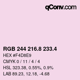 カラーコード: RGB 244 216.8 233.4 | qconv.com