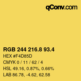 カラーコード: RGB 244 216.8 93.4 | qconv.com