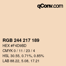 Color code: RGB 244 217 189 | qconv.com