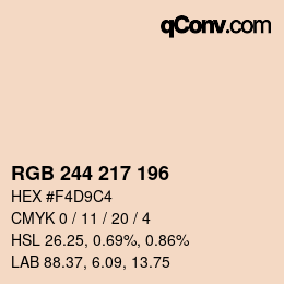 Código de color: RGB 244 217 196 | qconv.com