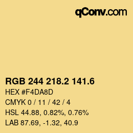 カラーコード: RGB 244 218.2 141.6 | qconv.com