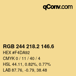 カラーコード: RGB 244 218.2 146.6 | qconv.com