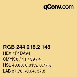 カラーコード: RGB 244 218.2 148 | qconv.com