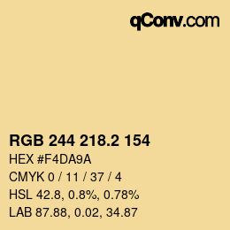 カラーコード: RGB 244 218.2 154 | qconv.com
