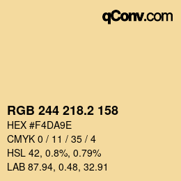 カラーコード: RGB 244 218.2 158 | qconv.com