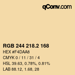 カラーコード: RGB 244 218.2 168 | qconv.com