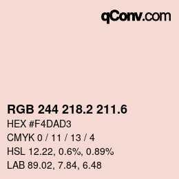 カラーコード: RGB 244 218.2 211.6 | qconv.com