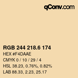 カラーコード: RGB 244 218.6 174 | qconv.com