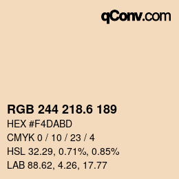 カラーコード: RGB 244 218.6 189 | qconv.com