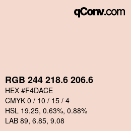 カラーコード: RGB 244 218.6 206.6 | qconv.com