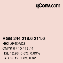 カラーコード: RGB 244 218.6 211.6 | qconv.com