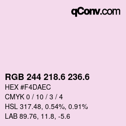 カラーコード: RGB 244 218.6 236.6 | qconv.com