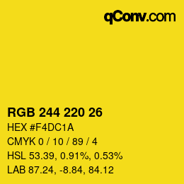 Color code: RGB 244 220 26 | qconv.com