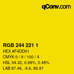 カラーコード: RGB 244 221 1 | qconv.com