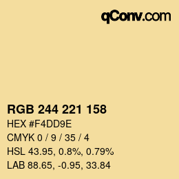 カラーコード: RGB 244 221 158 | qconv.com