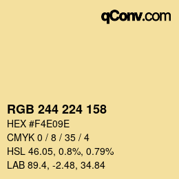 カラーコード: RGB 244 224 158 | qconv.com