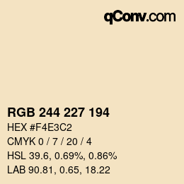 カラーコード: RGB 244 227 194 | qconv.com