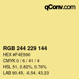 Color code: RGB 244 229 144 | qconv.com