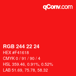 Color code: RGB 244 22 24 | qconv.com