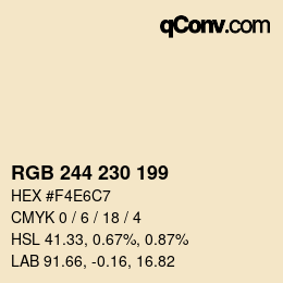 Color code: RGB 244 230 199 | qconv.com