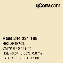 颜色代码: RGB 244 231 198 | qconv.com