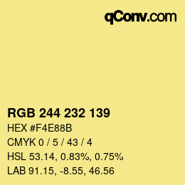 Color code: RGB 244 232 139 | qconv.com