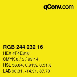 Color code: RGB 244 232 16 | qconv.com