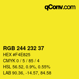 Color code: RGB 244 232 37 | qconv.com