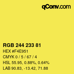 Color code: RGB 244 233 81 | qconv.com