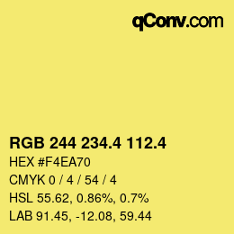 カラーコード: RGB 244 234.4 112.4 | qconv.com