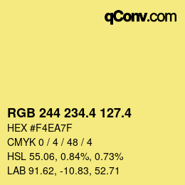カラーコード: RGB 244 234.4 127.4 | qconv.com