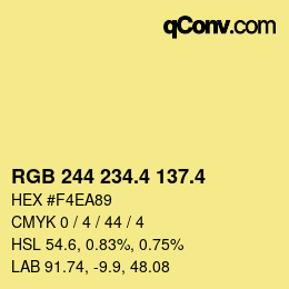 カラーコード: RGB 244 234.4 137.4 | qconv.com